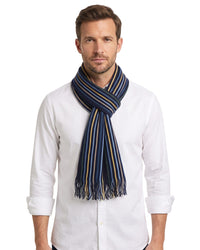 Missoni Missoni Blue Yellow Classic Fringe Stripe Wool Scarf