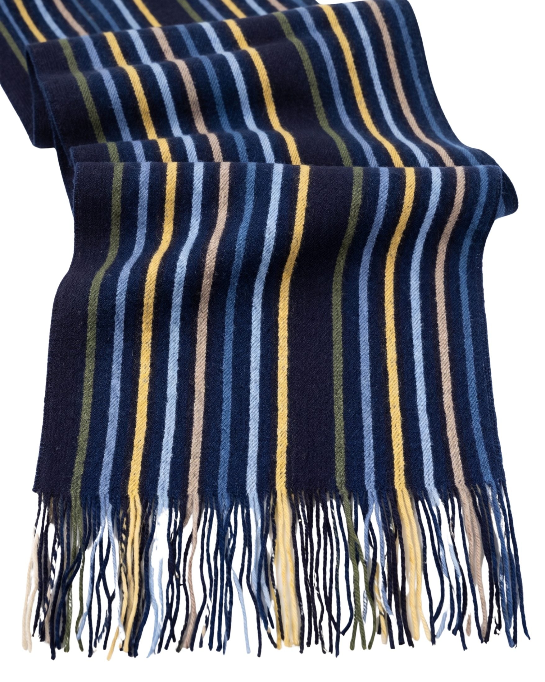 Missoni Missoni Blue Yellow Classic Fringe Stripe Wool Scarf