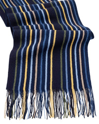 Missoni Missoni Blue Yellow Classic Fringe Stripe Wool Scarf