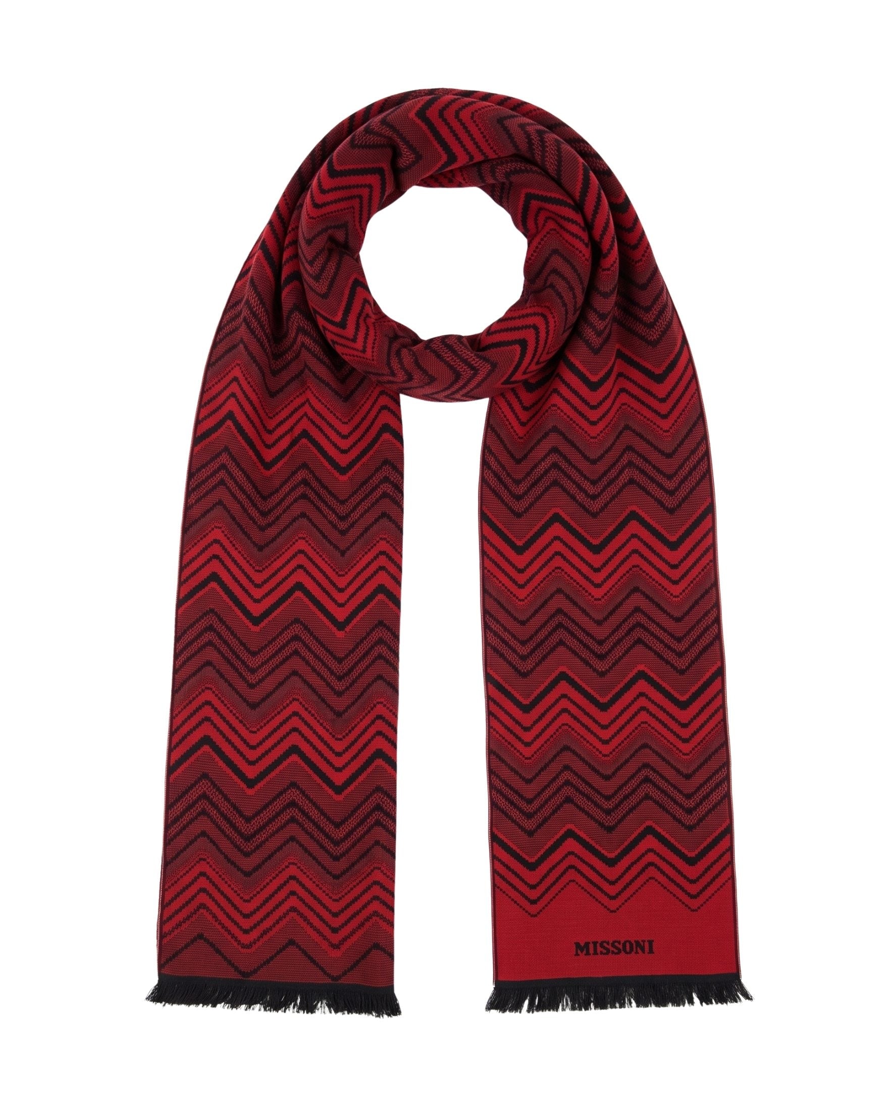 Missoni Missoni Red Classic Chevron Wool Scarf