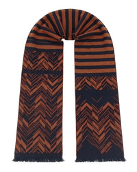 Missoni Missoni Black Orange Classic Chevron Wool Scarf