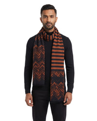 Missoni Missoni Black Orange Classic Chevron Wool Scarf