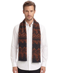 Missoni Missoni Black Orange Classic Chevron Wool Scarf