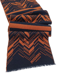 Missoni Missoni Black Orange Classic Chevron Wool Scarf