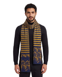 Missoni Missoni Yellow Blue Classic Chevron Wool Scarf