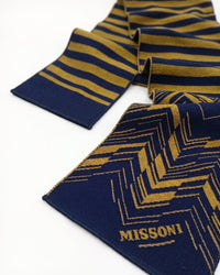 Missoni Missoni Yellow Blue Classic Chevron Wool Scarf