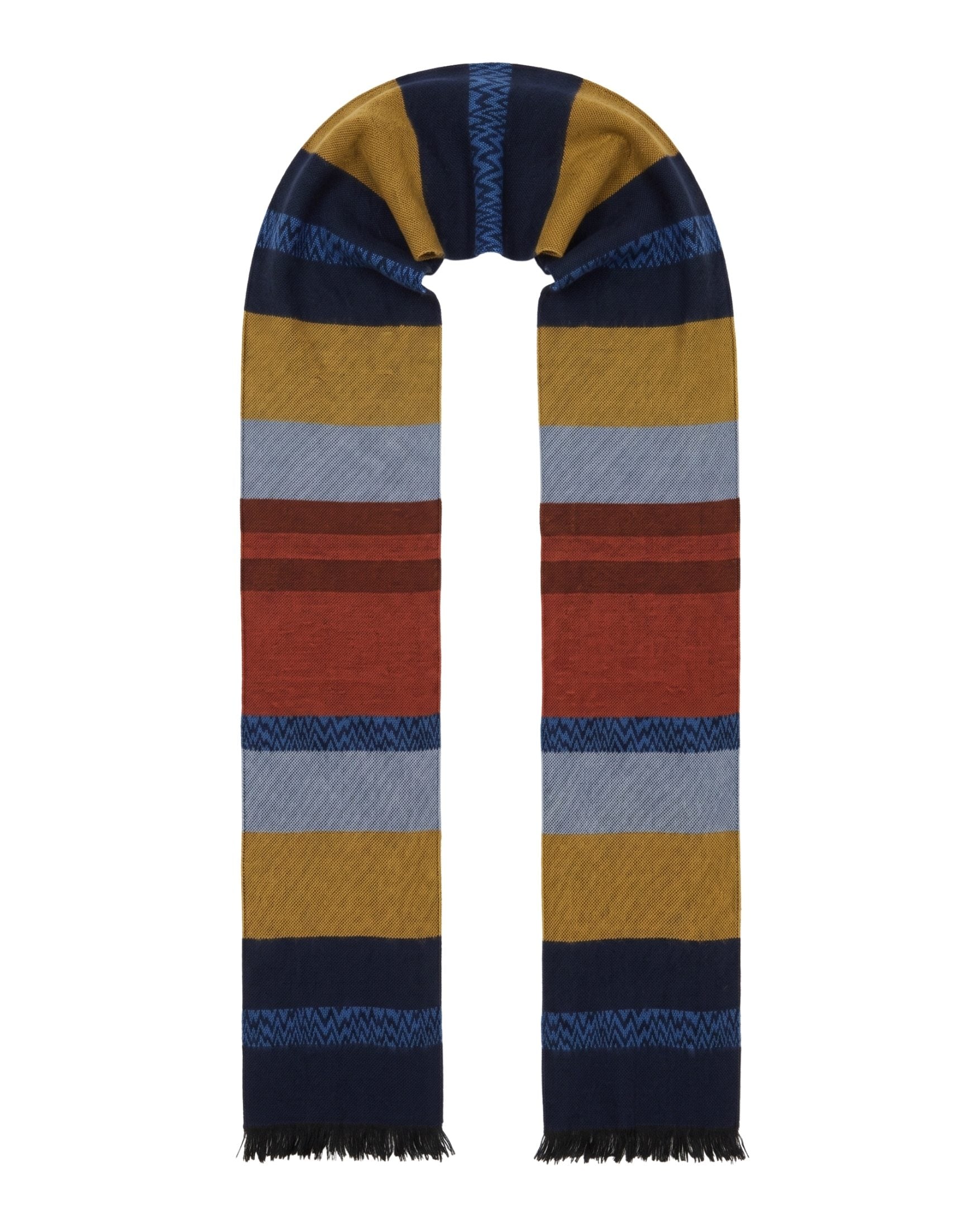 Missoni Missoni Black Red Classic Colorblock Wool Scarf