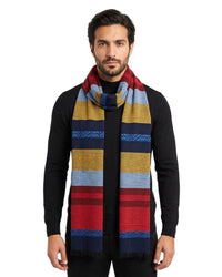 Missoni Missoni Black Red Classic Colorblock Wool Scarf