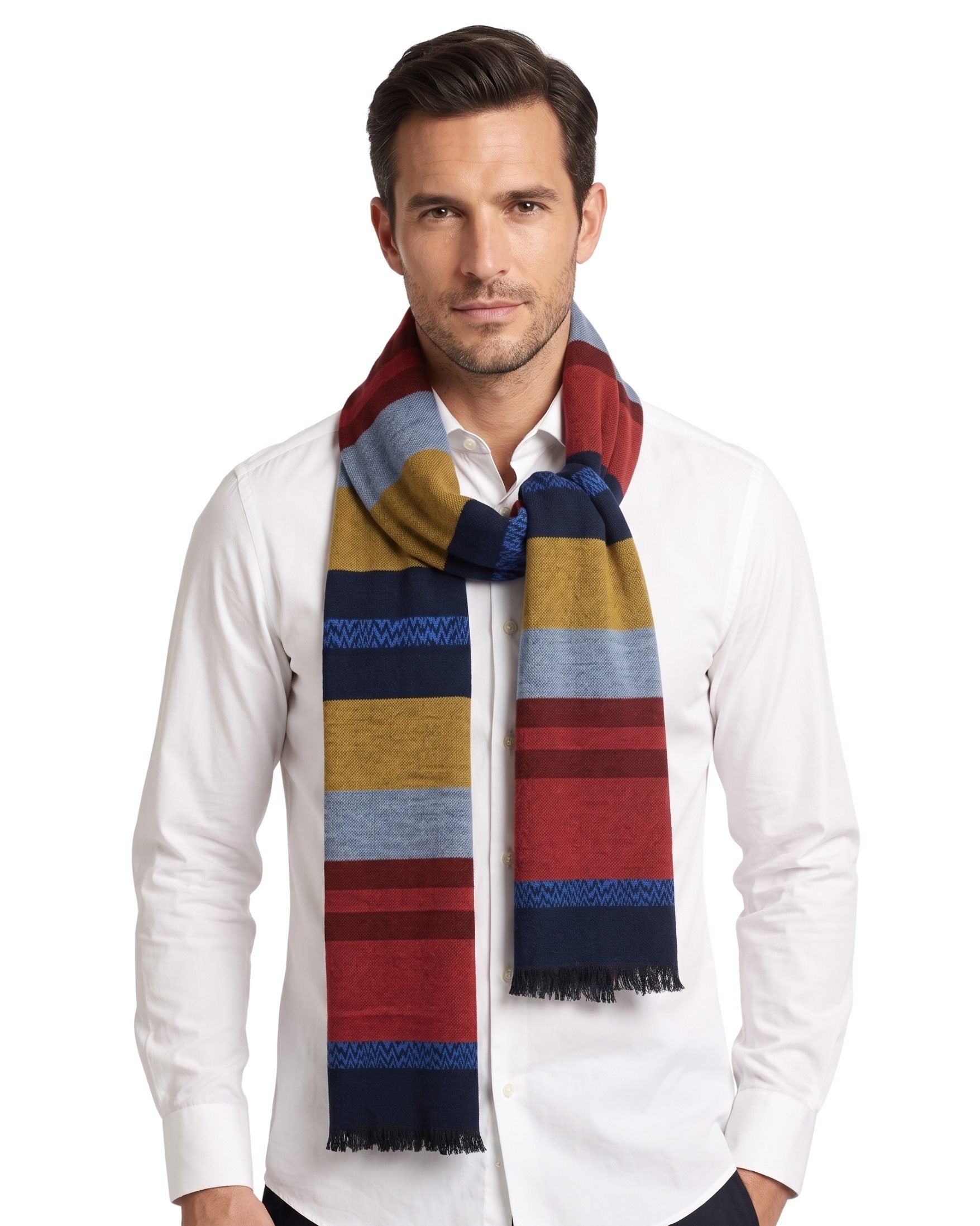 Missoni Missoni Black Red Classic Colorblock Wool Scarf