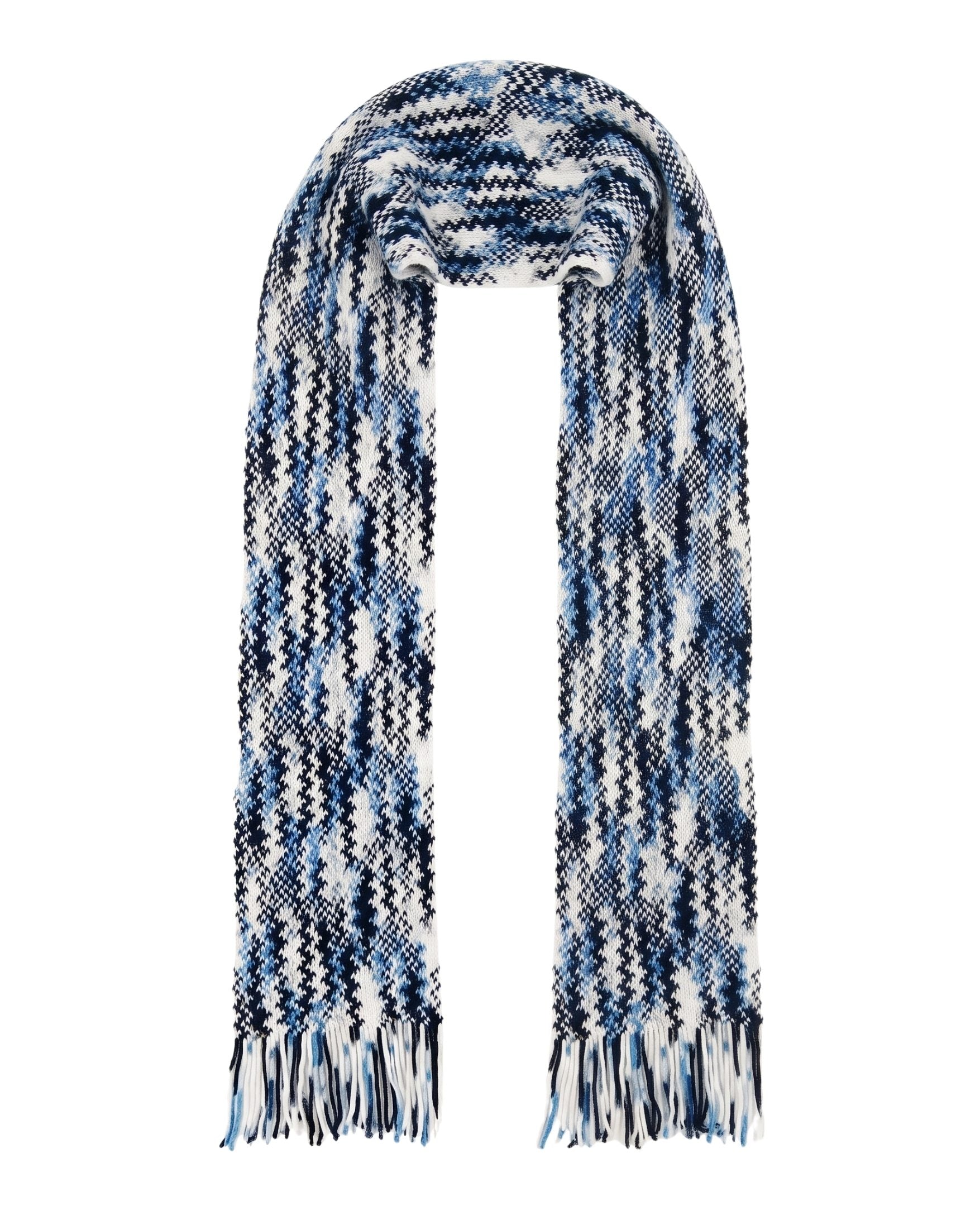 Missoni Missoni White Black Zigzag Chunky Knit Cotton  Scarf