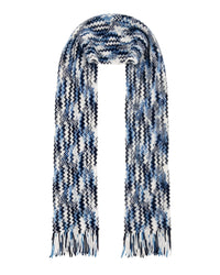 Missoni Missoni White Black Zigzag Chunky Knit Cotton  Scarf