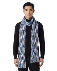 Missoni Missoni White Black Zigzag Chunky Knit Cotton  Scarf