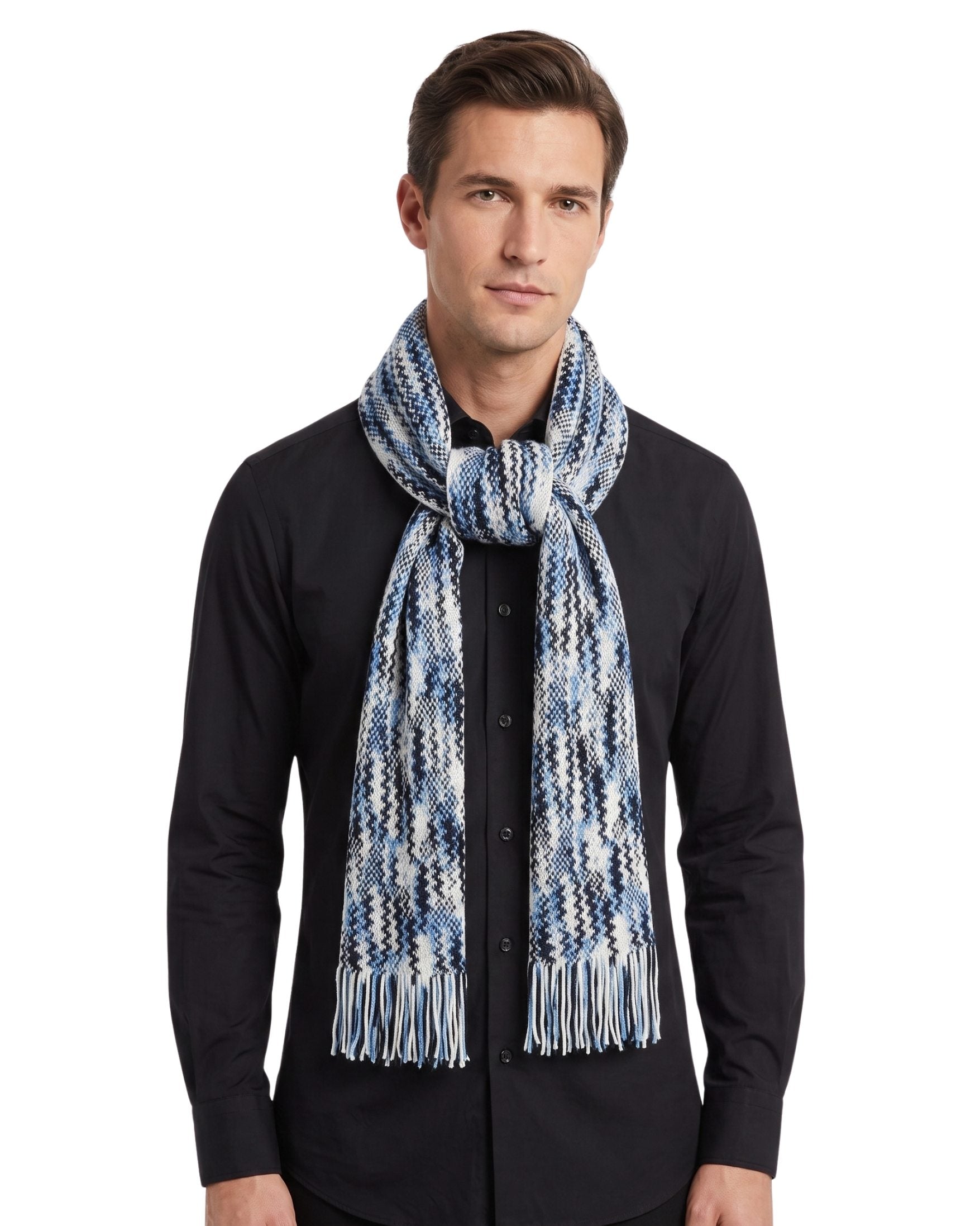 Missoni Missoni White Black Zigzag Chunky Knit Cotton  Scarf
