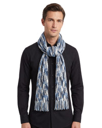 Missoni Missoni White Black Zigzag Chunky Knit Cotton  Scarf