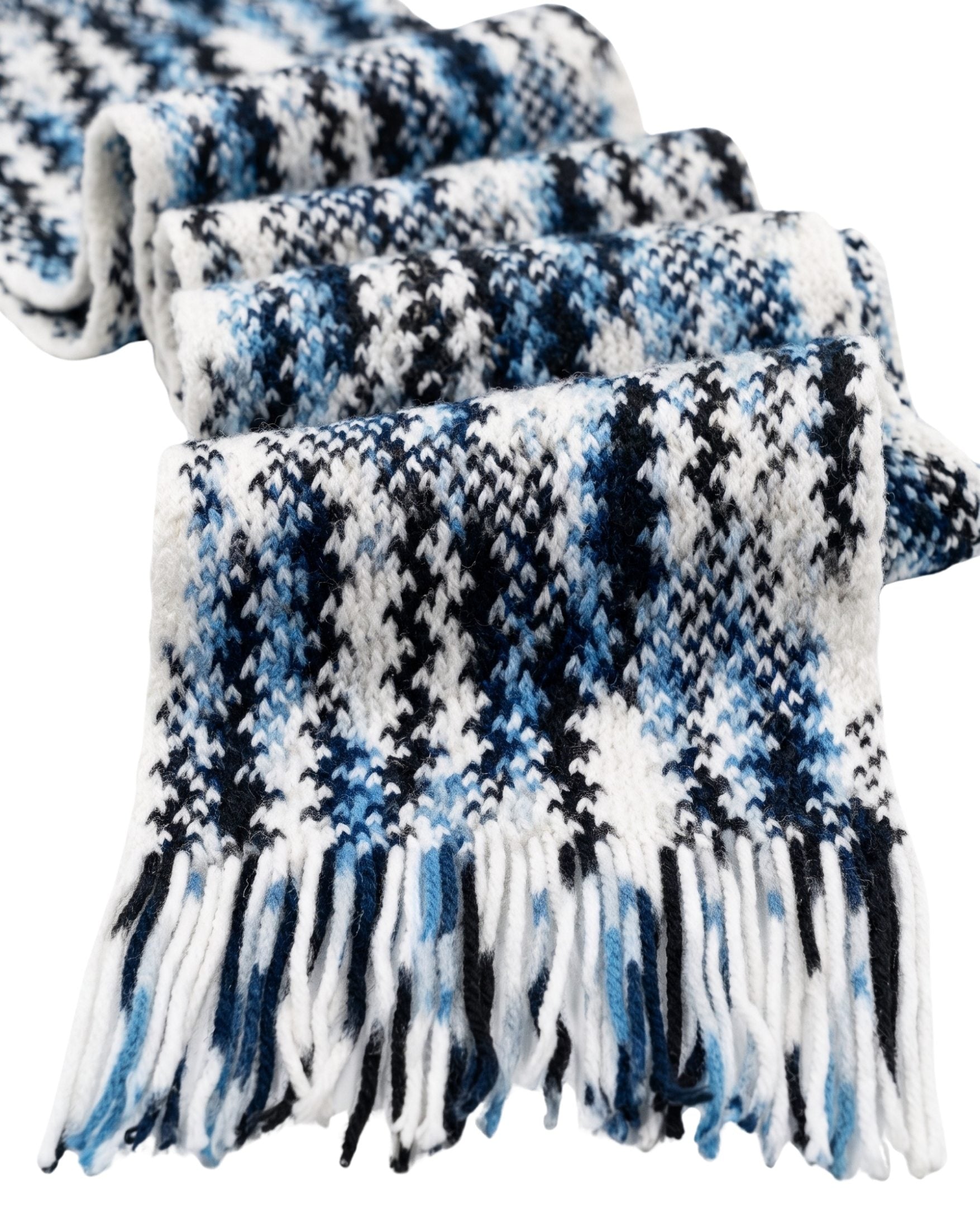 Missoni Missoni White Black Zigzag Chunky Knit Cotton  Scarf