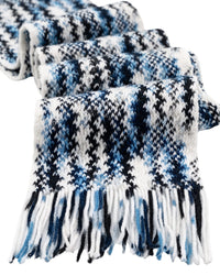 Missoni Missoni White Black Zigzag Chunky Knit Cotton  Scarf
