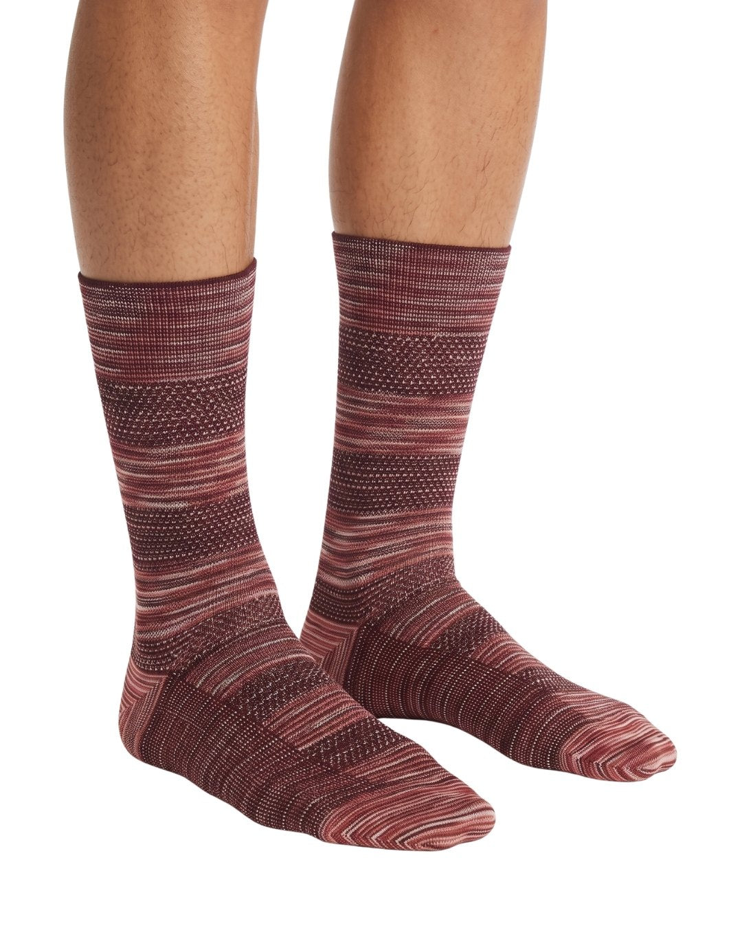 Missoni Missoni Burgundy  Mens Textured Melange Knit Crew Socks-