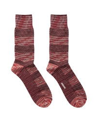 Missoni Missoni Burgundy  Mens Textured Melange Knit Crew Socks-