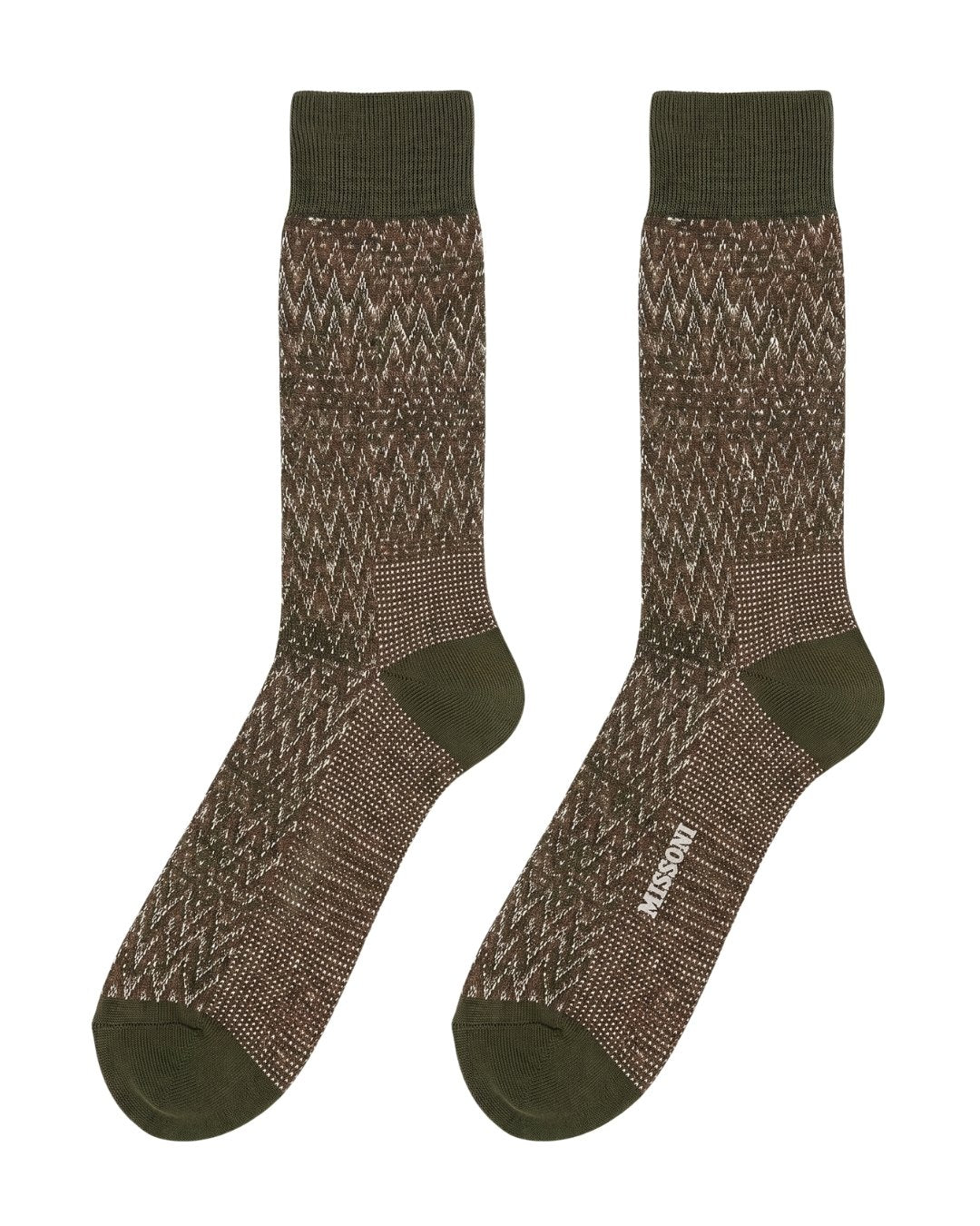 Missoni Missoni Khaki Mens Textured Melange Knit Crew Socks-