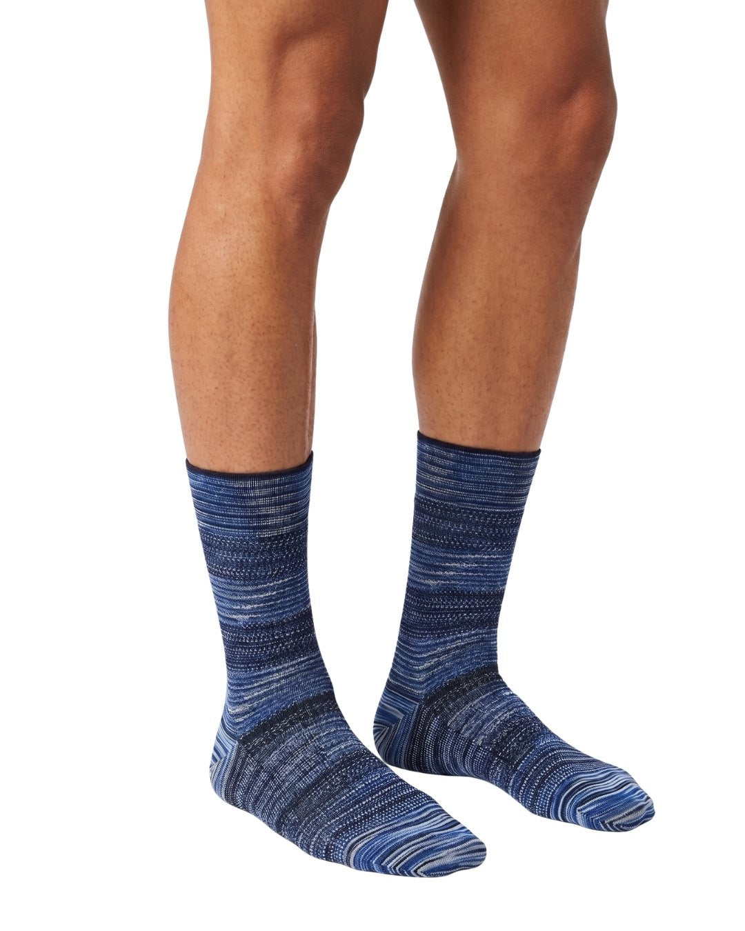 Missoni Missoni Midnight Blue Mens Textured Melange Knit Crew Socks-