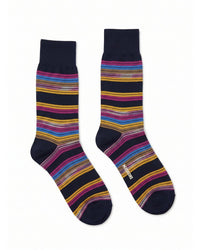 Missoni Missoni Navy Magenta  Mens Stripe Crew Socks-