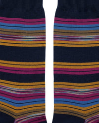 Missoni Missoni Navy Magenta  Mens Stripe Crew Socks-