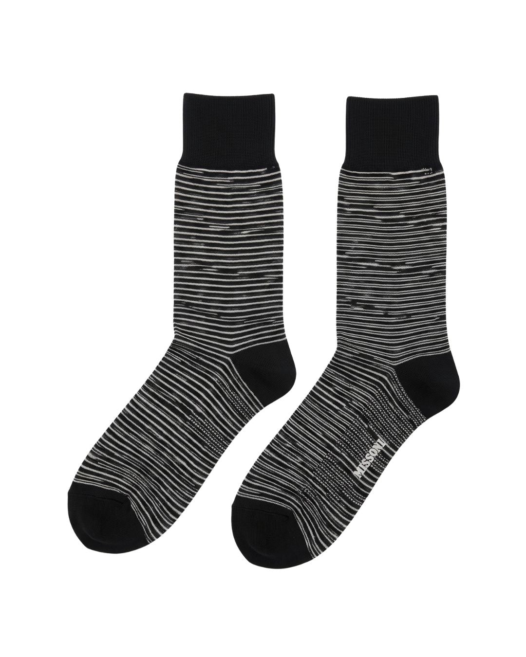Missoni Missoni Black  Mens Melange Stripe Crew Socks-