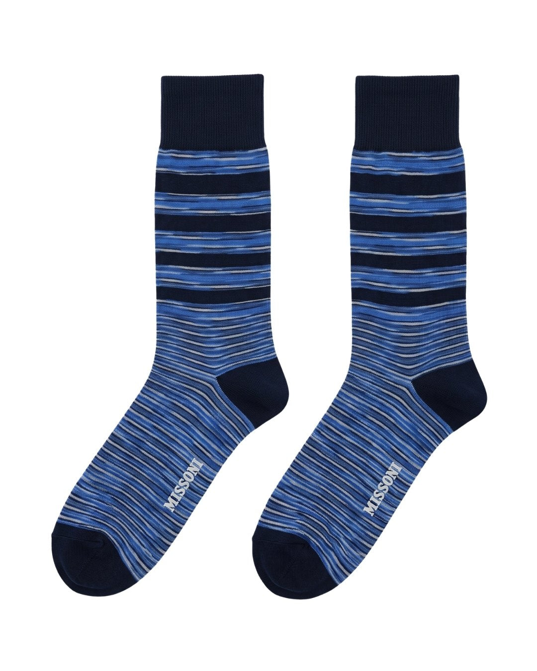 Missoni Missoni Blue  Mens Melange Stripe Crew Socks-
