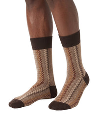 Missoni Missoni Beige Multicolor Mens Melange Zigzag Crew Socks-