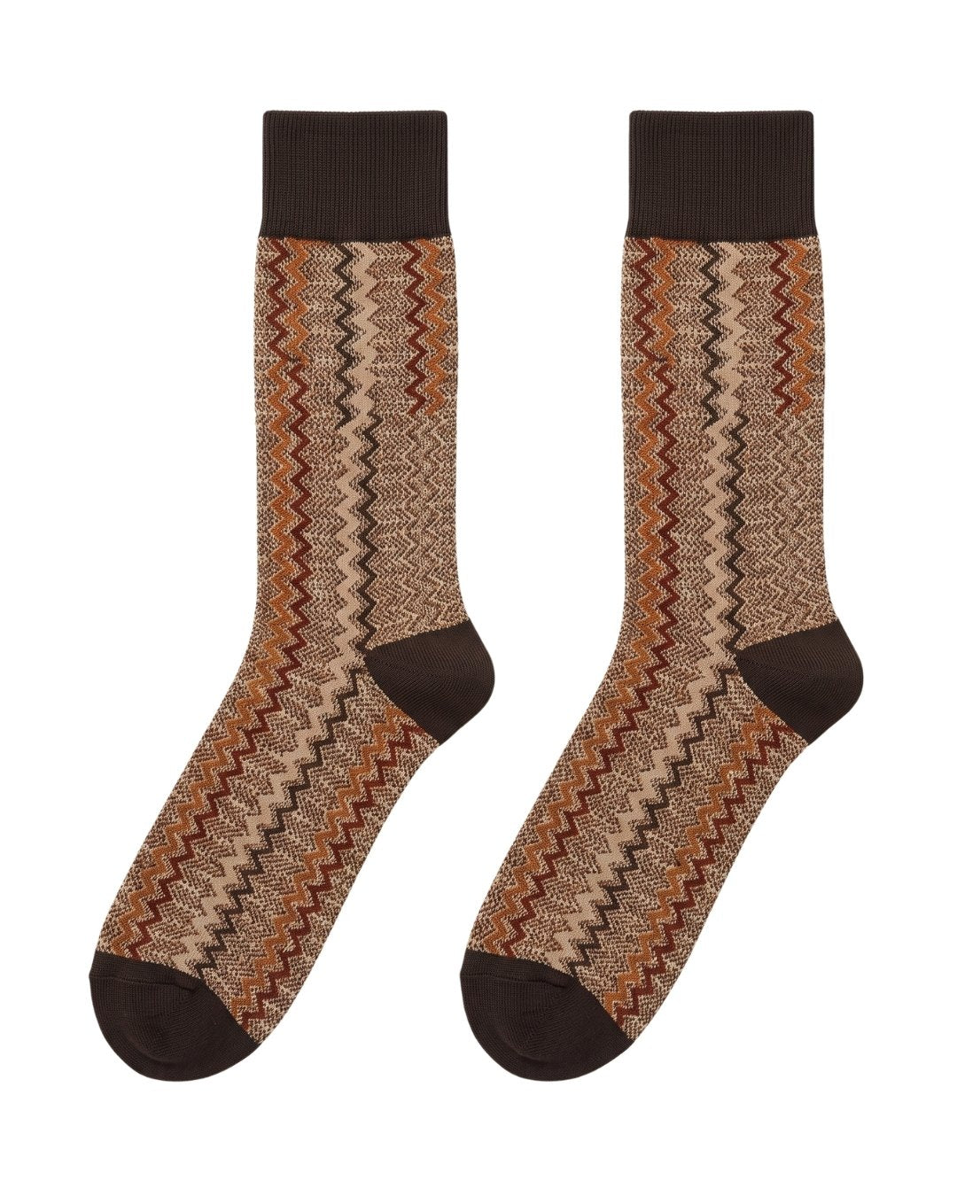 Missoni Missoni Beige Multicolor Mens Melange Zigzag Crew Socks-