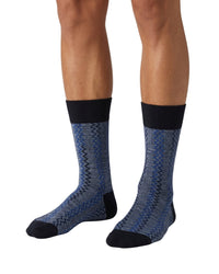 Missoni Missoni Blue Mens Melange Zigzag Crew Socks-