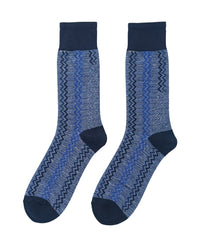 Missoni Missoni Blue Mens Melange Zigzag Crew Socks-