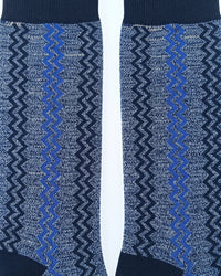 Missoni Missoni Blue Mens Melange Zigzag Crew Socks-