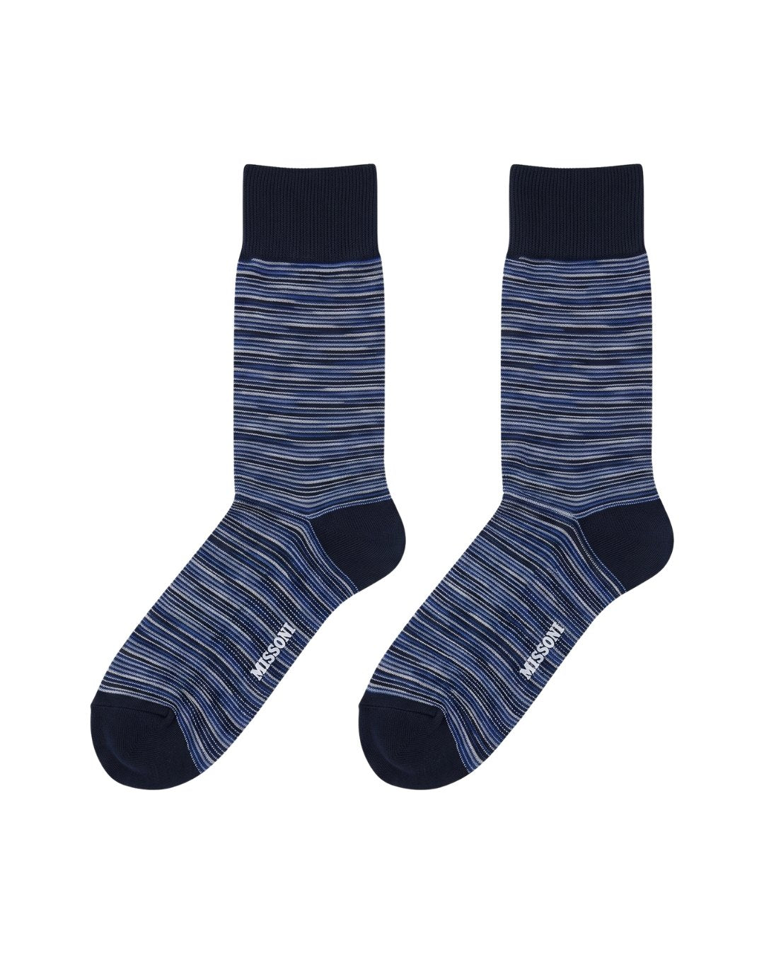 Missoni Missoni Dark Navy Mens Melange Stripe Crew Socks-
