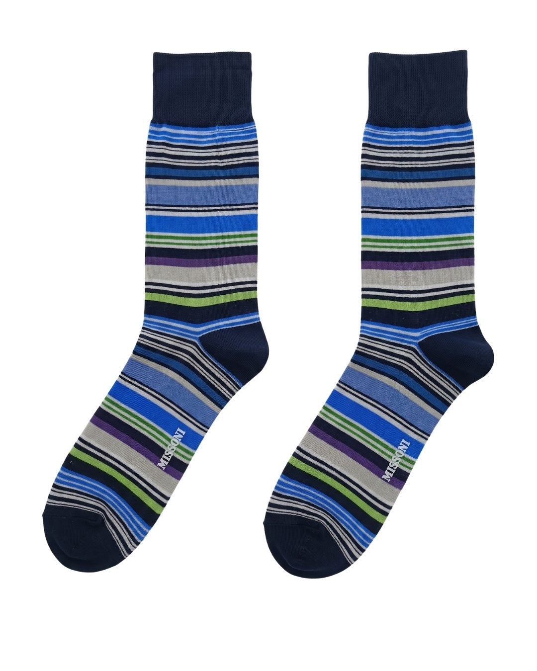 Missoni Missoni Blue Mens Stripe Crew Socks-