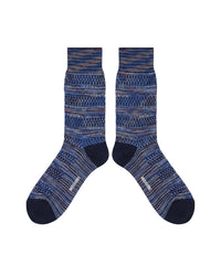 Missoni Missoni Blue Mens Textured Melange Crew Socks-
