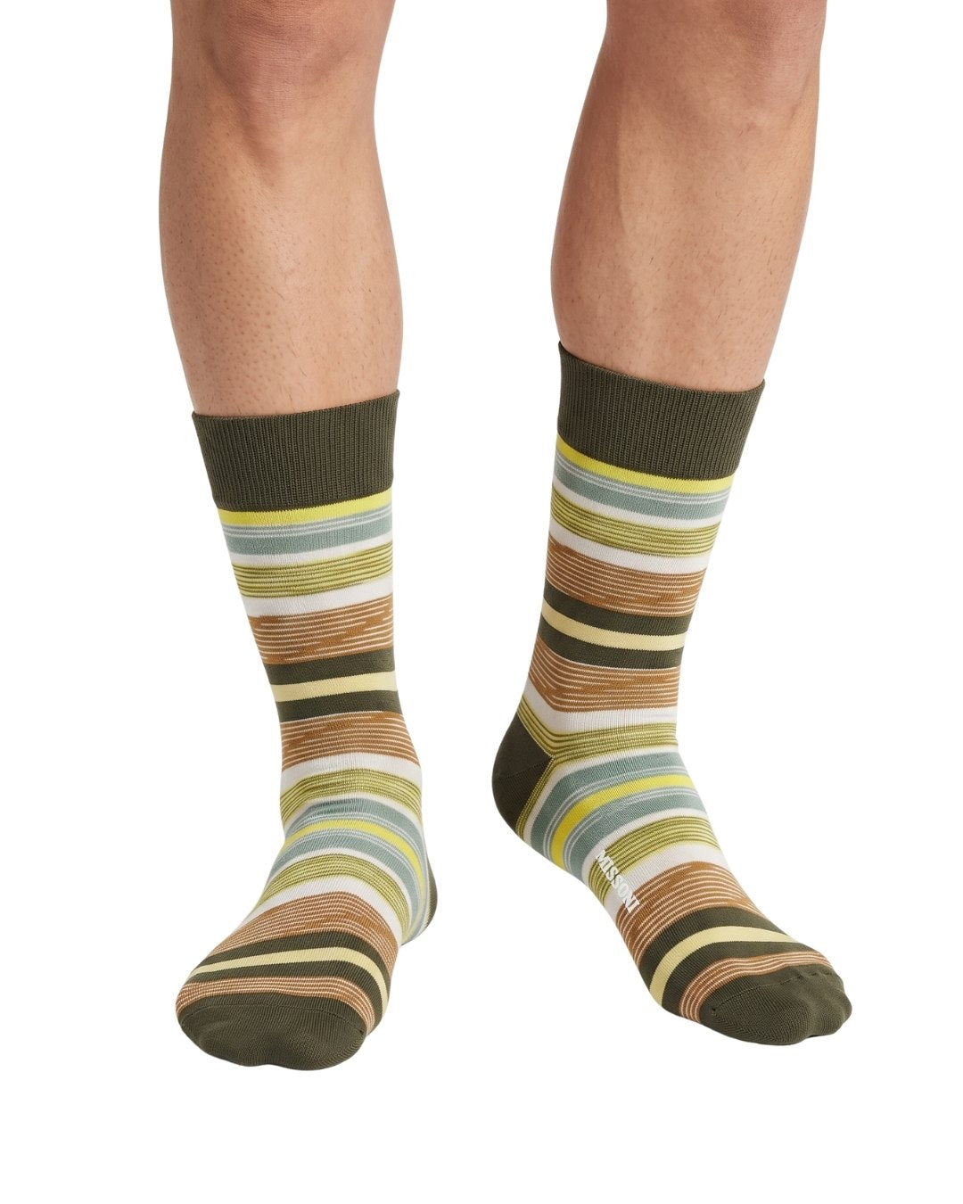 Missoni Missoni Olive Green Mens Classic Stripe Crew Socks-