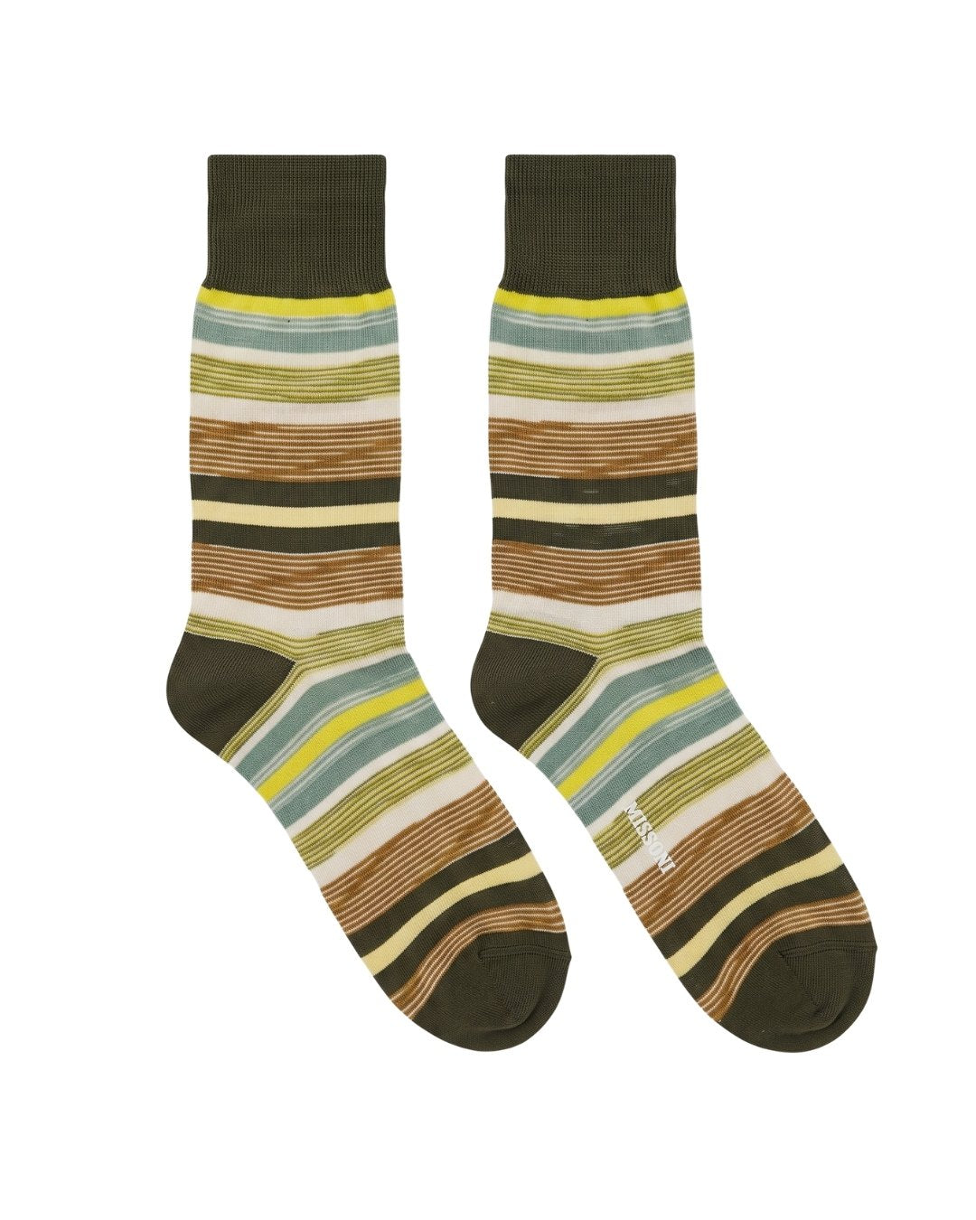 Missoni Missoni Olive Green Mens Classic Stripe Crew Socks-