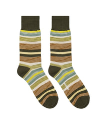 Missoni Missoni Olive Green Mens Classic Stripe Crew Socks-