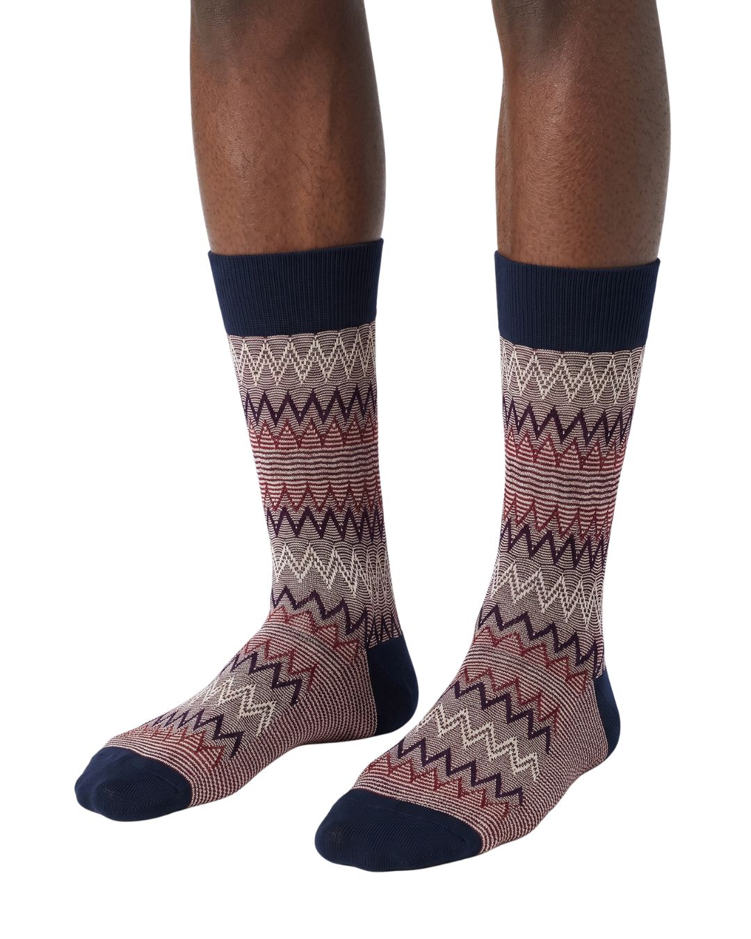 Missoni Missoni Navy Red Mens Melange Chevron Crew Socks-M