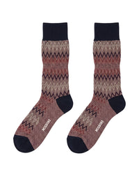 Missoni Missoni Navy Red Mens Melange Chevron Crew Socks-M