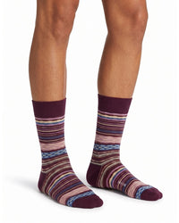Missoni Missoni Deep Purple Mens Classic Stripe Crew Socks-M