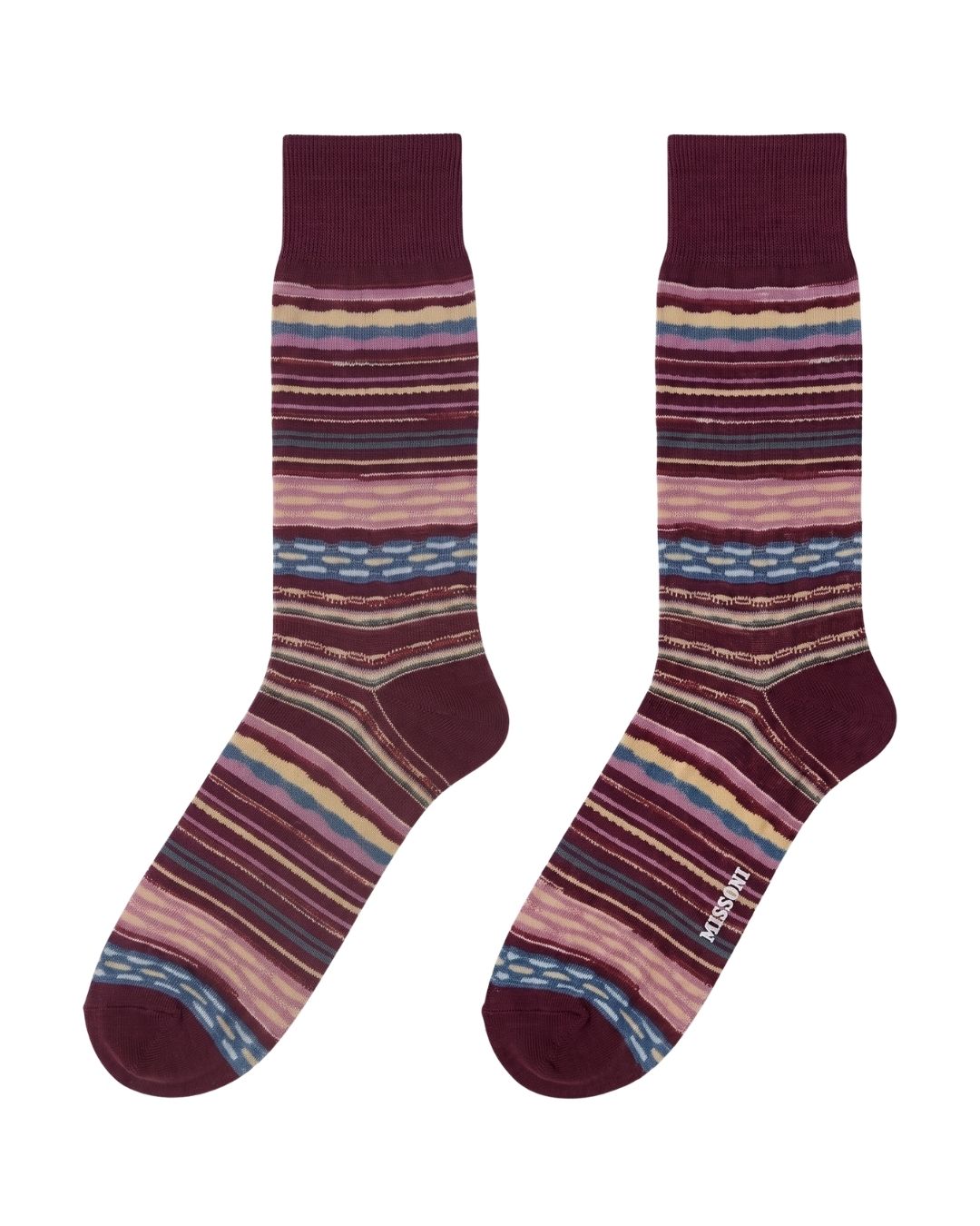 Missoni Missoni Deep Purple Mens Classic Stripe Crew Socks-M