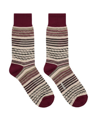 Missoni Missoni Beige Magenta Mens Textured Stripe Crew Socks-M