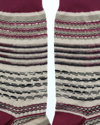 Missoni Missoni Beige Magenta Mens Textured Stripe Crew Socks-M