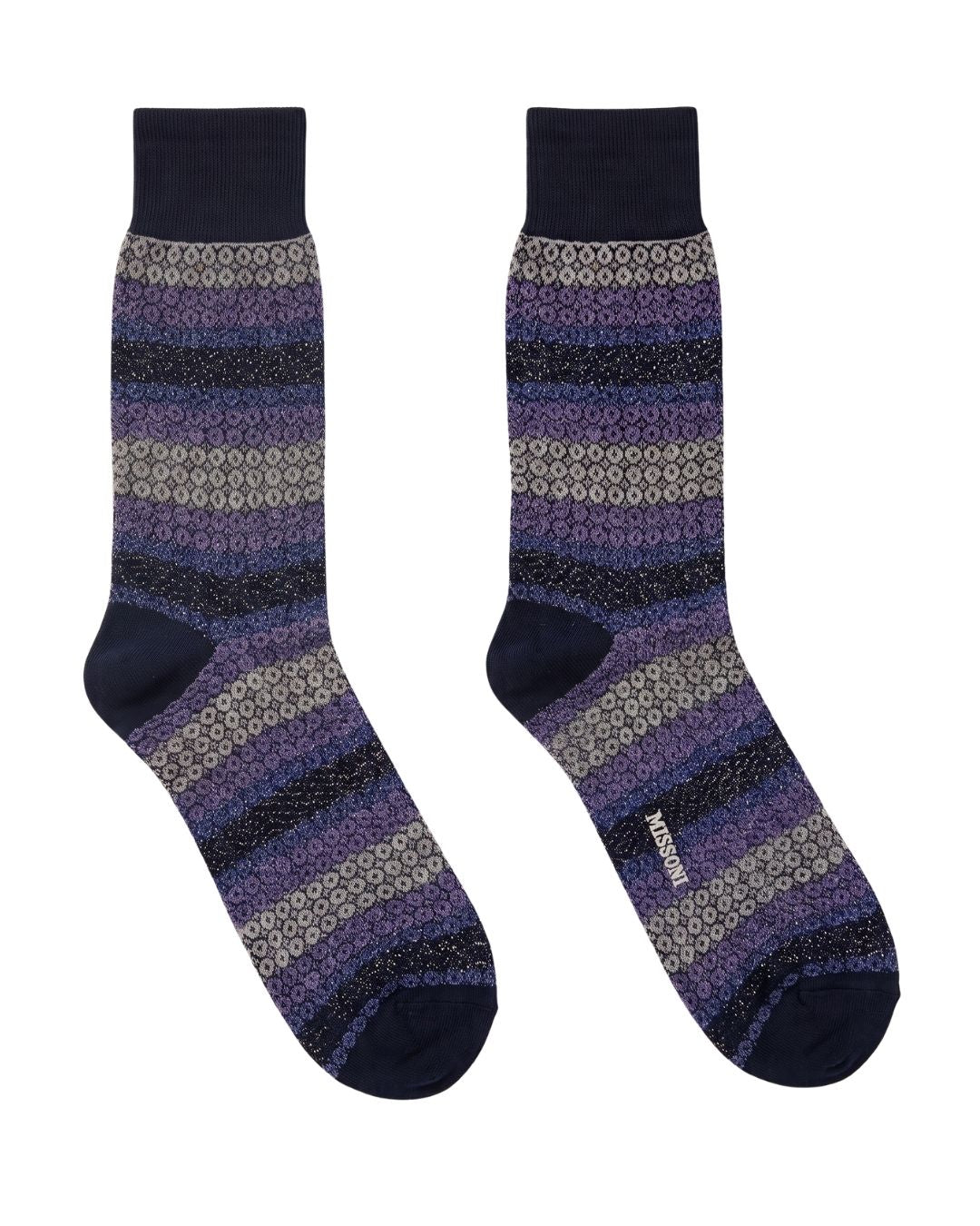 Missoni Missoni Lilac Navy Mens Pattern Crew Socks-M