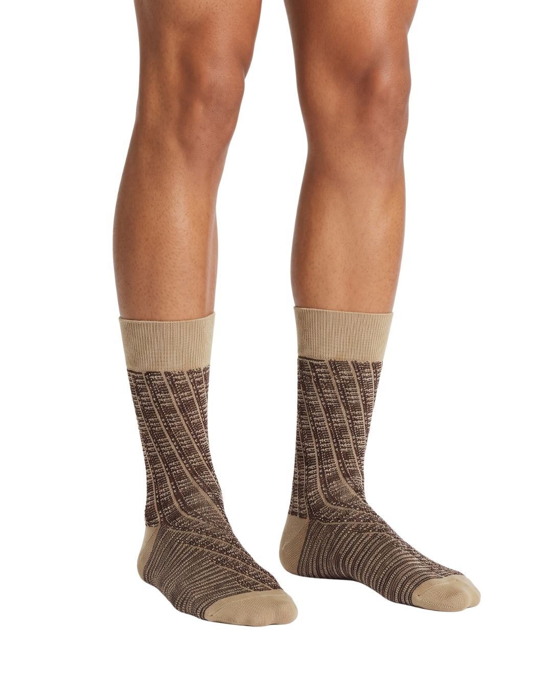 Missoni Missoni Beige Burgundy Mens Melange Textured Crew Socks-M