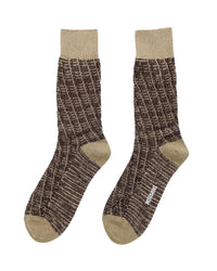Missoni Missoni Beige Burgundy Mens Melange Textured Crew Socks-M