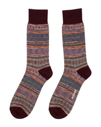 Missoni Missoni Beige Burgundy Mens Pattern Crew Socks-M