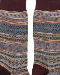 Missoni Missoni Beige Burgundy Mens Pattern Crew Socks-M